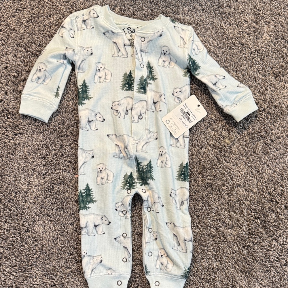 P.J. Salvage Blue Polar Bear Kids Footie NWT